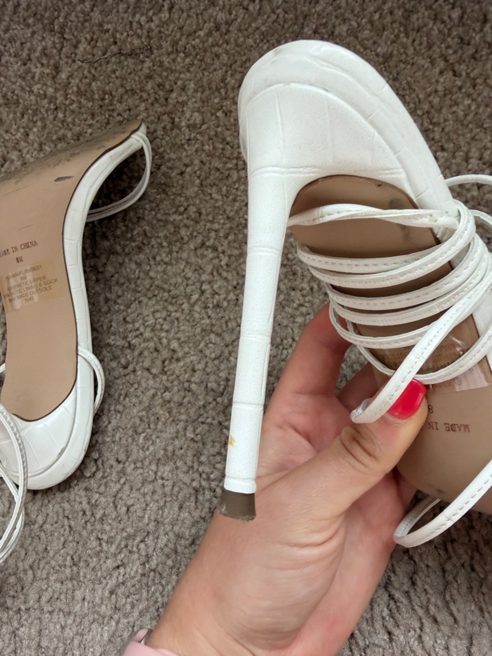 Steve Madden White Lace-Up Strappy Heels - Picture 11 of 13